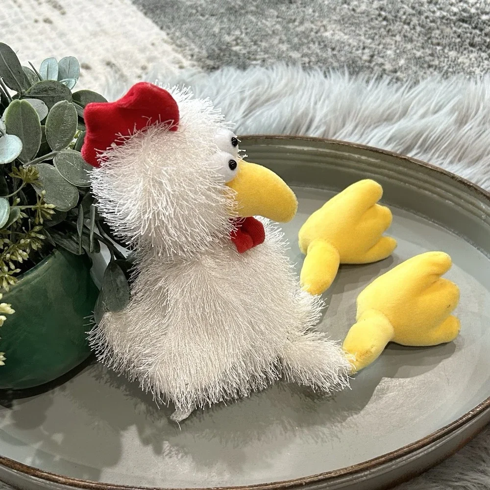 GANZ Vintage Fluffy White Floppy Chicken Rooster Plush Stuffed Animal‎